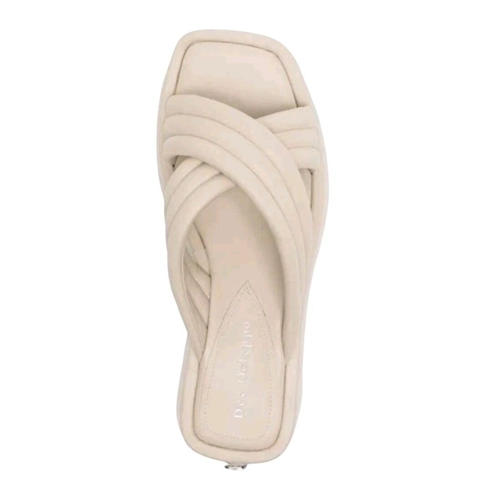 DEE OCLEPPO Sandals Sz 8.5 Cream Sicily Slide Padded Crisscross Platforms Scandi